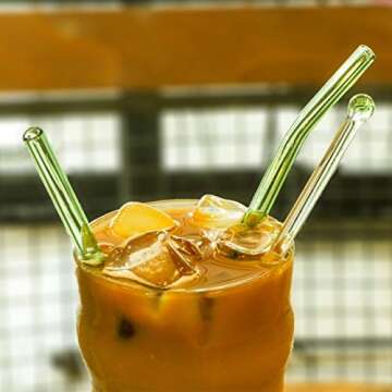 Ecodesya Reusable Straws - These Glass Straws Are Produced as Reusuable Drinking Straws For Your Health.This Eco Friendly Glass Straws Will Now Require Zero Waste.Measuring 200mm x 8mm (Green)