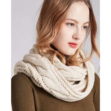 NEOSAN Womens Thick Ribbed Knit Winter Infinity Circle Loop Scarf Twist Khaki