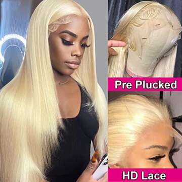 AILICEEHR613 Lace Front Wigs Human Hair Straight 13x4 Transparent HD Lace Frontal Wig Human Hair Wigs for Women Pre Plucked With Baby Hair Blonde Color 20inch