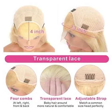 AILICEEHR613 Lace Front Wigs Human Hair Straight 13x4 Transparent HD Lace Frontal Wig Human Hair Wigs for Women Pre Plucked With Baby Hair Blonde Color 20inch