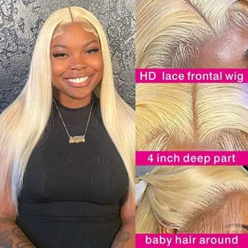 AILICEEHR613 Lace Front Wigs Human Hair Straight 13x4 Transparent HD Lace Frontal Wig Human Hair Wigs for Women Pre Plucked With Baby Hair Blonde Color 20inch