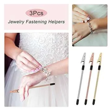Coldairsoap 3Pcs Bracelet Clasp Helper Tools, Metal Jewelry Clasp Helper Bracelet Fastener Jewelry Assistance Tool for Necklace Watch