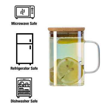 HUAHANGNA Drinking Glasses with Handle Glass Straw 12pcs Set - 20oz Can Shaped Glass Cups, Beer Glas...