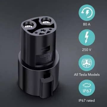 Lectron J1772 to Tesla Adapter 80 Amp (250V) - EV Charging Adapter Compatible with Tesla Model S/3/X...