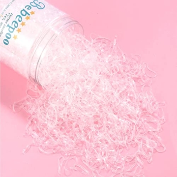 BEBEEPOO Clear Hair Elastics Strong Reusable Mini Bands