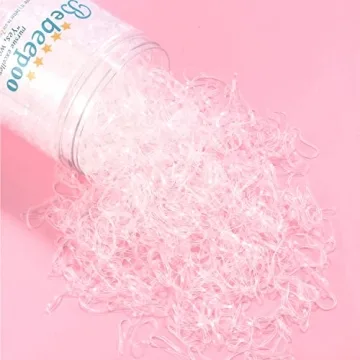 BEBEEPOO Clear Hair Elastics Strong Reusable Mini Bands