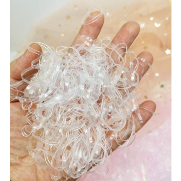 BEBEEPOO Clear Hair Elastics Strong Reusable Mini Bands