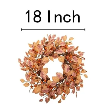 VGIA 18 Inch Fall Wreath for Autumn Decor and Home Style