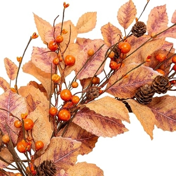 VGIA 18 Inch Fall Wreath for Autumn Decor and Home Style