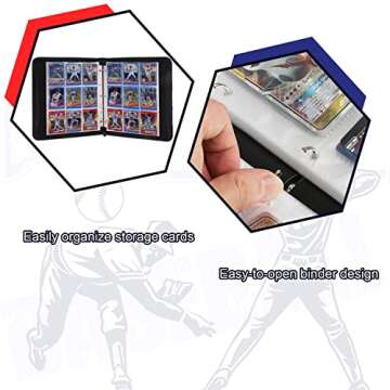 Baseball Card Binder, Trading Card Binder with Sleeves, Sports Card Binder Collectible Trading Card Albums Fits Cards with 50 Removable Sleeves (Blue, 900 Pockets)