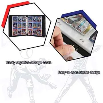Baseball Card Binder, Trading Card Binder with Sleeves, Sports Card Binder Collectible Trading Card Albums Fits Cards with 50 Removable Sleeves (Blue, 900 Pockets)