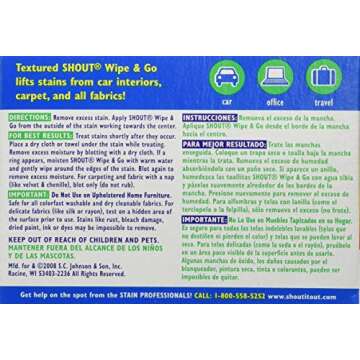 Shout Wipes - Portable Stain Treater Towelettes Pack of 2, 24 Wipes Count, Multicolor