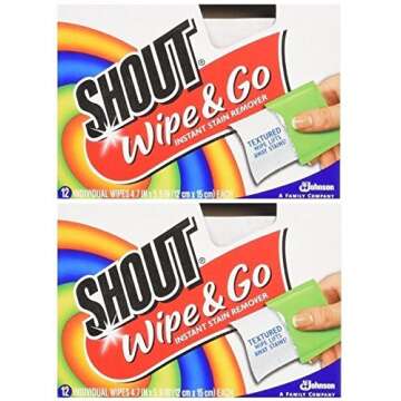 Shout Wipes - Portable Stain Treater Towelettes Pack of 2, 24 Wipes Count, Multicolor