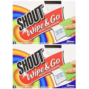 Shout Wipes - Portable Stain Treater Towelettes Pack of 2, 24 Wipes Count, Multicolor
