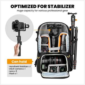 TARION Pro Camera Backpack Large Camera Bag with Laptop Compartment Tripod Holder Waterproof Raincov...