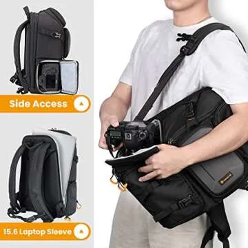 TARION Pro Camera Backpack Large Camera Bag with Laptop Compartment Tripod Holder Waterproof Raincover Outdoor Photography Hiking Travel Professional DSLR Backpack for Men Women Side Access