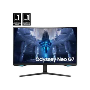 SAMSUNG 32" Odyssey Neo G7 4K UHD 165Hz 1ms G-Sync 1000R Curved Gaming Monitor, Quantum HDR2000, AMD...