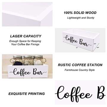 Zingoetrie Coffee Bar Box Coffee Station Wooden Holder Farmhouse Kitchen Decor Rustic Coffee Bar Woo...