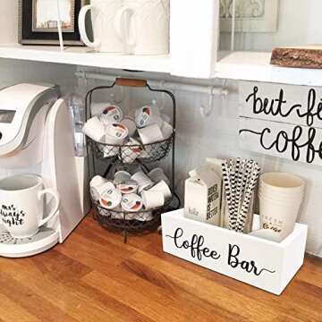 Zingoetrie Coffee Bar Box Coffee Station Wooden Holder Farmhouse Kitchen Decor Rustic Coffee Bar Wood Organizer Storage Gift for Coffee Lover