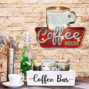Zingoetrie Coffee Bar Box Coffee Station Wooden Holder Farmhouse Kitchen Decor Rustic Coffee Bar Wood Organizer Storage Gift for Coffee Lover