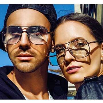 COASION Mens Sunglasses Costume Eyewear Retro Square Aviator Sun Glasses Frames for Women (Black/Gra...