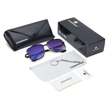 COASION Mens Sunglasses Costume Eyewear Retro Square Aviator Sun Glasses Frames for Women (Black/Gradient Dark Blue)