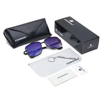 COASION Mens Sunglasses Costume Eyewear Retro Square Aviator Sun Glasses Frames for Women (Black/Gradient Dark Blue)