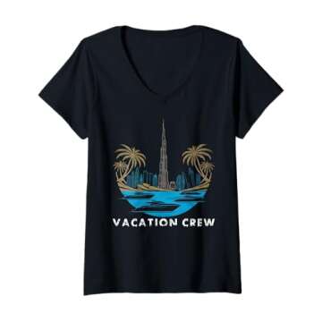 Womens Dubai Family Vacation 2025 Birthday Group Outfit V-Neck T-Shirt