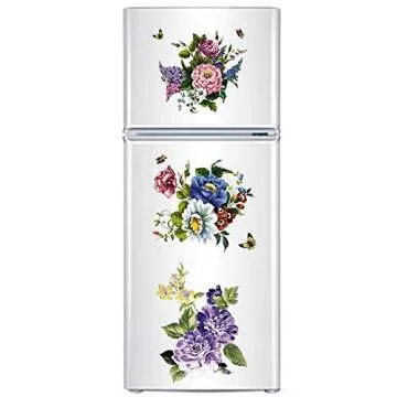 3Pcs Peony Rose Lavender Butterfly Flower Wall Stickers Beauty Flowers Decals Self Adhesive Removable Waterproof Vinyl Art Murals for Living Room Bedroom Toilet Restroom House DIY Decoration (Style D)