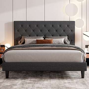 Allewie Queen Bed Frame: Stylish & Adjustable Comfort