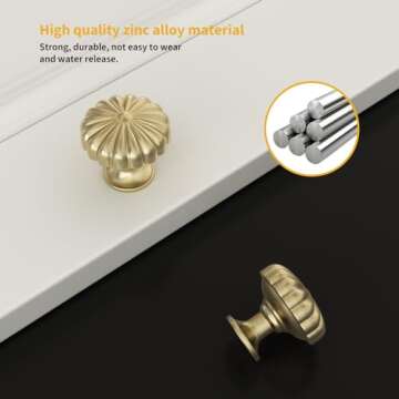goldenwarm 10 Pack Gold Cabinet Knobs Dresser Knob for Drawer Hardware Handles and Luxury Pulls for Cabinets Zinc Alloy