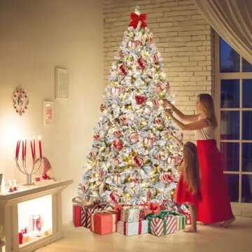 TOWPONICS 6ft Prelit Snow-Flocked Christmas Tree