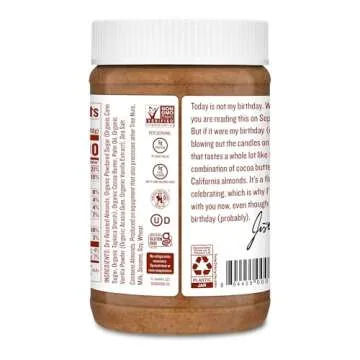 Justin's Vanilla Almond Butter, Gluten-free, Non-GMO, Vegan, Sustainably Sourced, 16 Ounce Jar