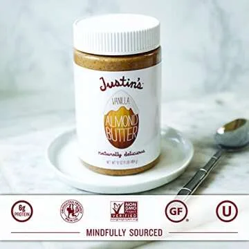 Justin's Vanilla Almond Butter, Gluten-free, Non-GMO, Vegan, Sustainably Sourced, 16 Ounce Jar