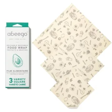 Abeego Original Beeswax Food Storage Wrap - Set of 3 Natural Sheets for Eco-Friendly Food Preservati...