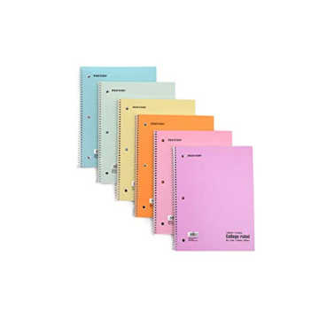 Mintra Pastel Spiral Notebooks 6 Pack College Ruled Durable