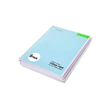 Mintra Pastel Spiral Notebooks 6 Pack College Ruled Durable