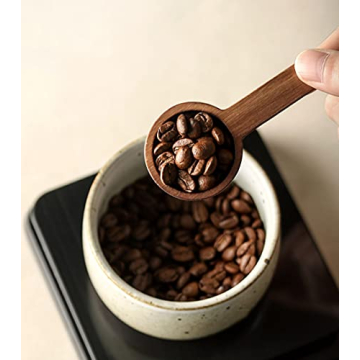 Coffee Spoons, Wooden Tablespoon Scoop, Wooden Coffee Ground Spoon, Measuring for Ground Beans or tea, Soup Cooking Mixing Stirrer Kitchen Tools Utensils, 1 Wooden Tea Scoop (Walnut Wooden 3.86 in）