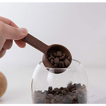 Coffee Spoons, Wooden Tablespoon Scoop, Wooden Coffee Ground Spoon, Measuring for Ground Beans or tea, Soup Cooking Mixing Stirrer Kitchen Tools Utensils, 1 Wooden Tea Scoop (Walnut Wooden 3.86 in）