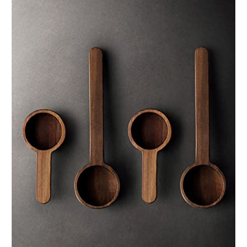 Coffee Spoons, Wooden Tablespoon Scoop, Wooden Coffee Ground Spoon, Measuring for Ground Beans or tea, Soup Cooking Mixing Stirrer Kitchen Tools Utensils, 1 Wooden Tea Scoop (Walnut Wooden 3.86 in）