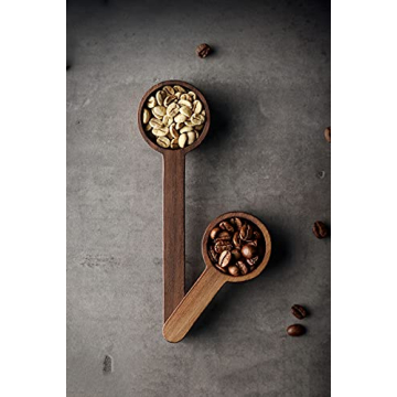 Coffee Spoons, Wooden Tablespoon Scoop, Wooden Coffee Ground Spoon, Measuring for Ground Beans or tea, Soup Cooking Mixing Stirrer Kitchen Tools Utensils, 1 Wooden Tea Scoop (Walnut Wooden 3.86 in）