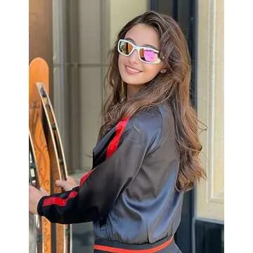 Zeagoo Women's Classic Solid Striped Biker Jacket Zip Up Fashion Bomber Jacket Coat Black Medium