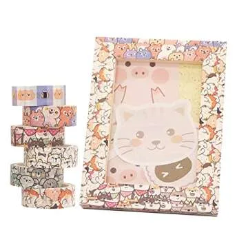 Cotrida Kawaii Cute Cartoon Washi Tape Set for Crafts