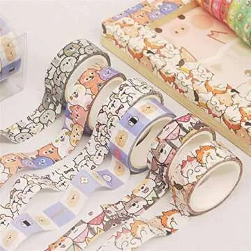 Cotrida Kawaii Cute Cartoon Washi Tape Set for Crafts
