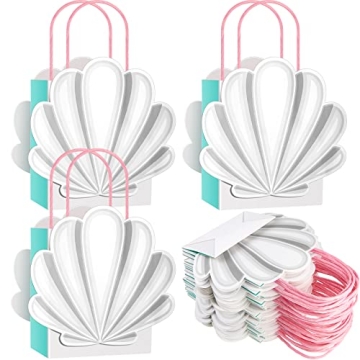 Glenmal 24 Pcs Mermaid Shell Gift Bags Mermaid Party Favor Bags Mermaid Goodie Bags Portable Candy T...