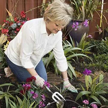 Wood Garden Hand Tools, 4-Piece Set, Stainless Steel - Heavy-Duty Gardening Tool Kit for Women with Trowel, Transplanter, Hand Fork, All-Purpose Weeder - Beautiful Planting Gift Sets