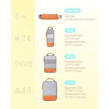 BAGSMART 6 Set Compression Packing Cubes for Travel, Lightweight Vacation Travel Essentials, Travel ...