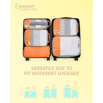 BAGSMART 6 Set Compression Packing Cubes for Travel, Lightweight Vacation Travel Essentials, Travel Accessories for Suitcase Organizer Bags Set, Durable Luggage Organizer Travel Bags