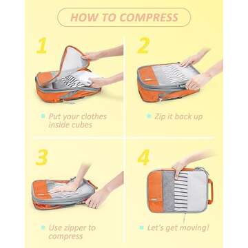 BAGSMART 6 Set Compression Packing Cubes for Travel, Lightweight Vacation Travel Essentials, Travel Accessories for Suitcase Organizer Bags Set, Durable Luggage Organizer Travel Bags
