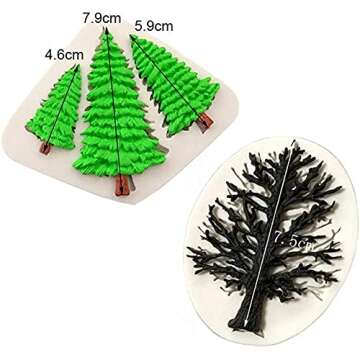 KUXSE 2 Pcs/Set Christmas Tree Fondant Cake Silicone Mold,Xmas Birthday Party DIY Cake Decorating fo...